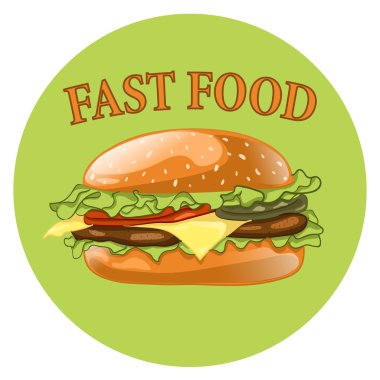 Burger. Çizburger vektör çizim. Hamburger simgesi. Fast food kavramı. 