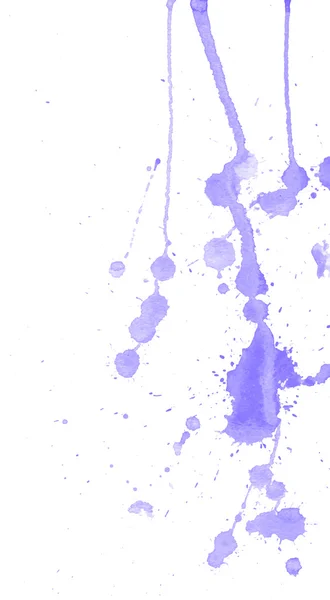 淡紫色水彩溅和螺栓在白色背景上。水墨艺术。手绘插画。抽象的水彩艺术作品. — 图库矢量图片