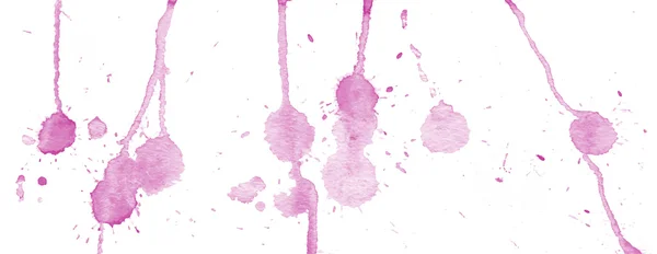 Acquerello rosa porpora schizzi e macchie su sfondo bianco. Pittura ad inchiostro. Illustrazione disegnata a mano. Arte astratta acquerello . — Vettoriale Stock