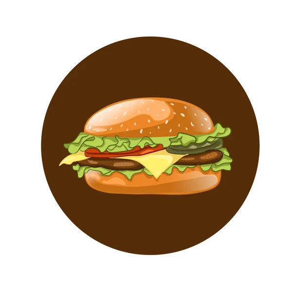 Hambúrguer. Ilustração do vetor Cheeseburger. Ícone de hambúrguer. Conceito de fast food . — Vetor de Stock