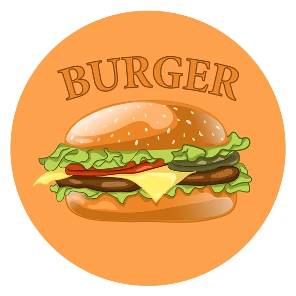 Burger. Ostburgare vektor illustration. Hamburgare-ikonen. Fast food koncept. — Stock vektor