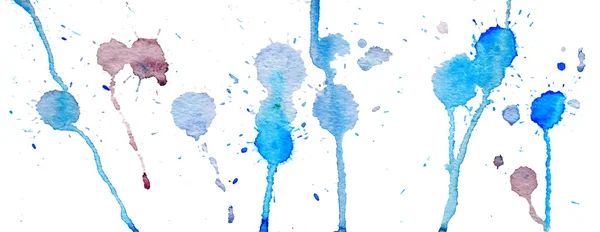 Синие акварельные брызги и пятна на белом фоне. Чернильная живопись. Ручной рисунок. Абстрактное акварельное искусство . — стоковый вектор
