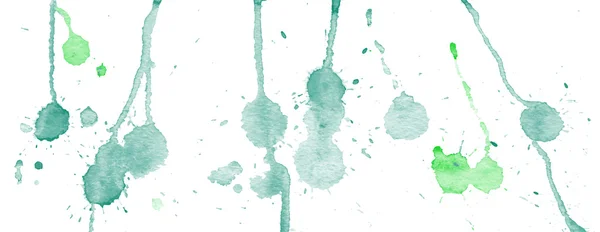 Acquerello verde schizzi e macchie su sfondo bianco. Pittura ad inchiostro. Illustrazione disegnata a mano. Arte astratta acquerello . — Vettoriale Stock