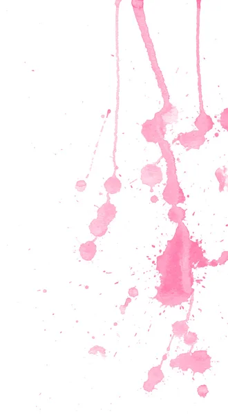 Pinke Aquarellspritzer und Kleckse auf weißem Hintergrund. Tuschmalerei. handgezeichnete Illustration. abstrakte Aquarelle — Stockvektor