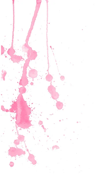 Pinke Aquarellspritzer und Kleckse auf weißem Hintergrund. Tuschmalerei. handgezeichnete Illustration. abstrakte Aquarelle — Stockvektor