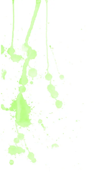 Acuarela verde salpica y mancha sobre fondo blanco. Pintura de tinta. Ilustración hecha a mano. Obra abstracta . — Vector de stock