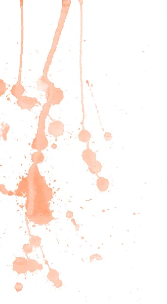 Orangefarbene Aquarellspritzer und Flecken auf weißem Hintergrund. Tuschmalerei. handgezeichnete Illustration. Abstraktes Kunstwerk. — Stockvektor