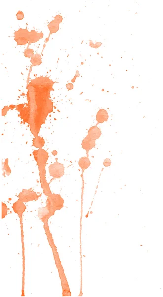 Leuchtend orangefarbene Aquarellspritzer und Flecken auf weißem Hintergrund. Tuschmalerei. handgezeichnete Illustration. Abstraktes Kunstwerk — Stockvektor