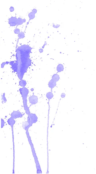 Hellviolette Aquarell-Spritzer und Flecken auf weißem Hintergrund. Tuschmalerei. handgezeichnete Illustration. abstrakte Aquarelle. — Stockvektor