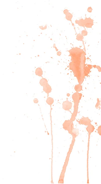 Orangefarbene Aquarellspritzer und Flecken auf weißem Hintergrund. Tuschmalerei. handgezeichnete Illustration. Abstraktes Kunstwerk — Stockvektor