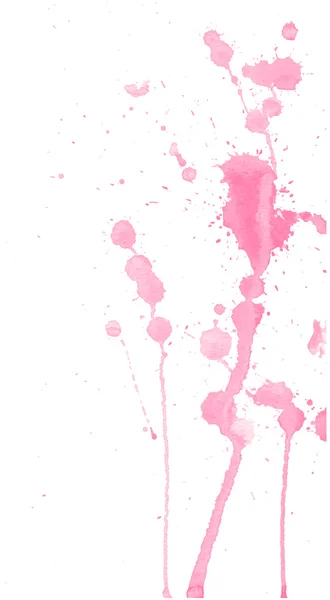 Acuarela rosa salpica y mancha sobre fondo blanco. Pintura de tinta. Ilustración hecha a mano. Acuarela abstracta obras de arte — Vector de stock