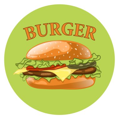 Burger. Çizburger vektör çizim. Hamburger simgesi. Fast food kavramı. 