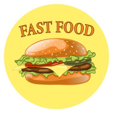 Burger. Çizburger vektör çizim. Hamburger simgesi. Fast food kavramı. 