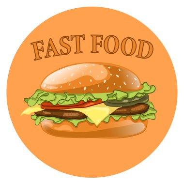 Burger. Çizburger vektör çizim. Hamburger simgesi. Fast food kavramı. 