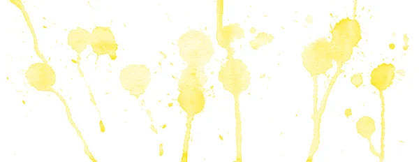 Желтые акварельные брызги и пятна на белом фоне. Чернильная живопись. Ручной рисунок. Абстрактное акварельное искусство . — стоковый вектор