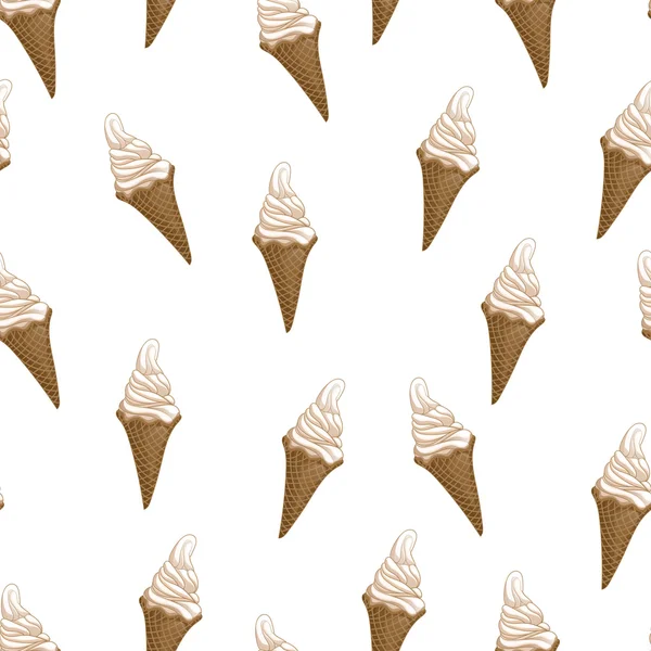 Conos de helado waffle patrón sin costuras. Ilustración vectorial estilizada. Helado de fusión colorido. Dulce postre sobre fondo blanco. Ilustración vectorial . — Vector de stock