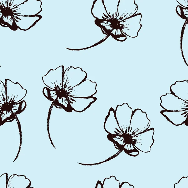 Vintage Vektor nahtloses Muster mit handgezeichneten Blumen — Stockvektor