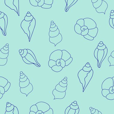 Mavi deniz kabukları Dikişsiz desen vektör