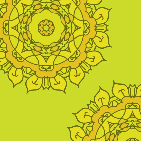 Fondo vector amarillo con mandala ornamental — Archivo Imágenes Vectoriales