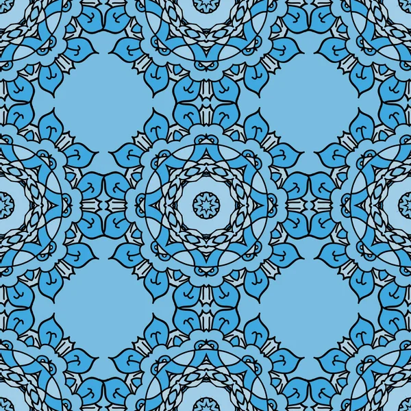 Blauer Vektor nahtloses Muster mit ornamentaler Illustration — Stockvektor