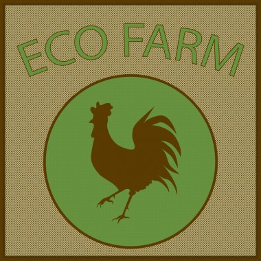 Eko çiftlik ile yeşil daire içinde horoz siluet vektör vintage logo