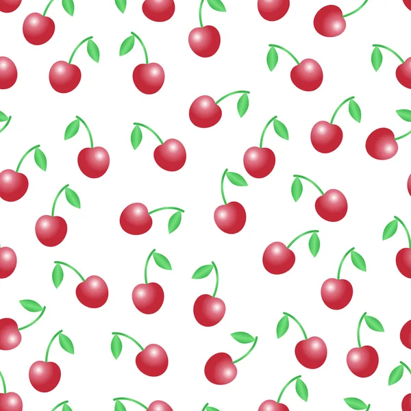 Vecteur d'été motif sans couture avec des cerises rouges sur le fond blanc . — Image vectorielle