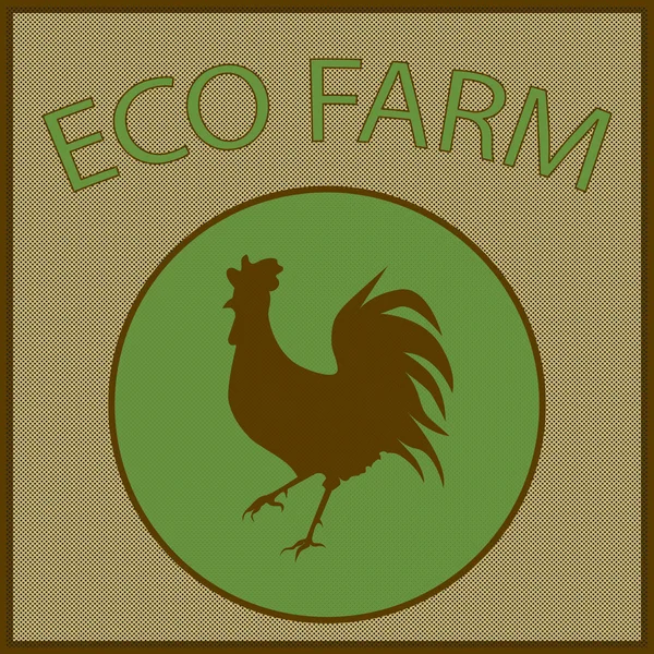 Logotipo vintage vectorial para eco granja con silueta de polla en el círculo verde — Archivo Imágenes Vectoriales