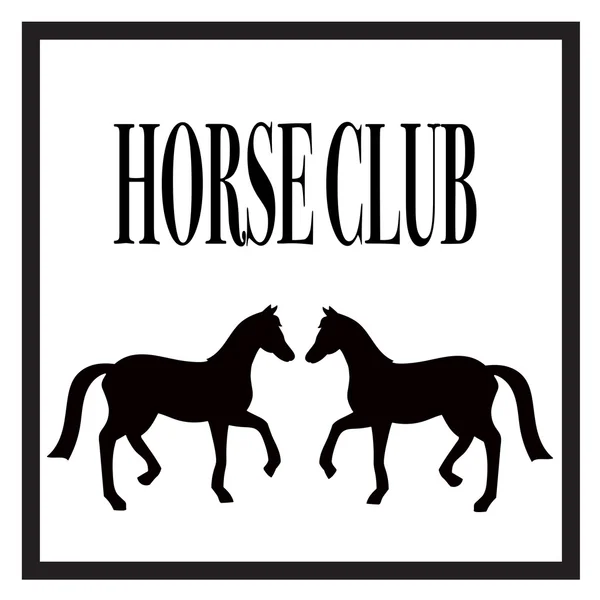 Μαύρο και άσπρο διάνυσμα ετικέτα για άλογο club ή Ιππικός Όμιλος με δύο άλογα silhouttes — Διανυσματικό Αρχείο
