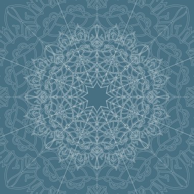 Mavi zemin üzerine süs vektör mandala