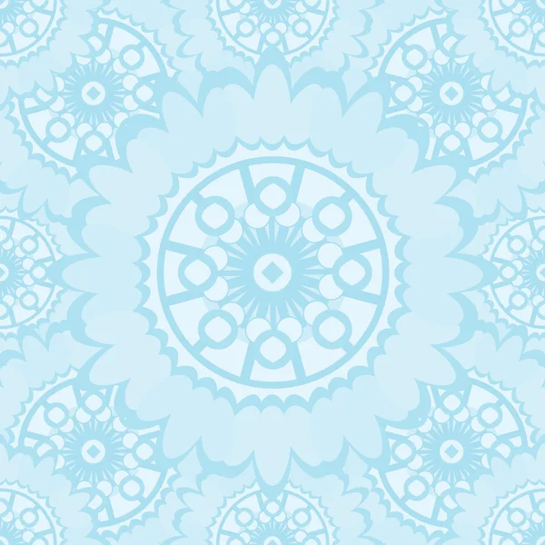 Leichtes abstraktes, nahtloses Muster mit runden Ornamenten. Vektor weicher blauer Hintergrund. — Stockvektor