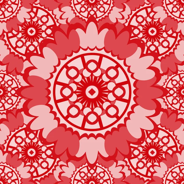 Patrón sin costura abstracto rojo suave con elementos ornamentales redondos. Vector fondo rosa . — Archivo Imágenes Vectoriales