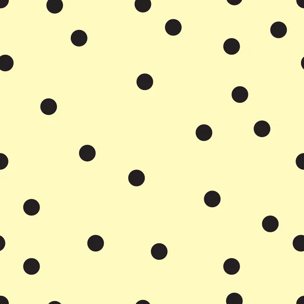 Vektor nahtloses Muster mit kleinen schwarzen Tupfen auf dem weichen gelben Hintergrund. — Stockvektor