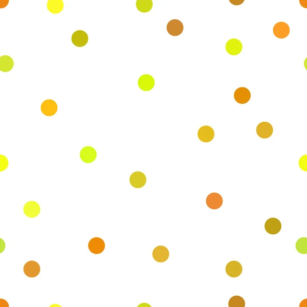Círculos pequeños en colores amarillo y naranja sobre el fondo blanco. Lindo lunar. Patrón sin costura vectorial . — Vector de stock