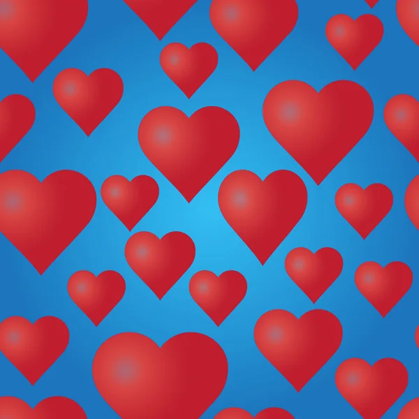 Векторный бесшовный рисунок с красными сердцами на синем фоне. Свадьба или Валентинов день текстуры. Шаблон любви. Романтический фон . — стоковый вектор