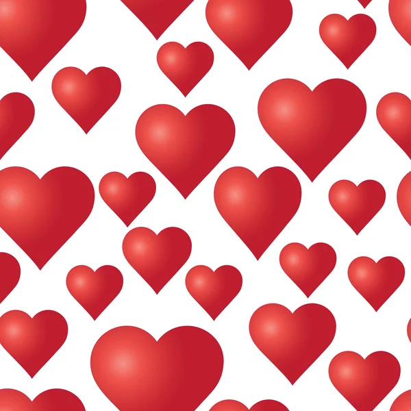 Beyaz arka plan üzerinde kırmızı kalpler ile Vektör sorunsuz desen. Düğün veya Sevgililer Günü doku. Aşk şablonu. Romantik arka plan. — Stok Vektör