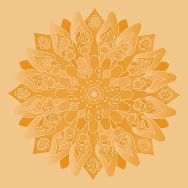 Soft orange mandala. Isolated round element. Monochrome vector illustration. Warm colors. — Stockvector