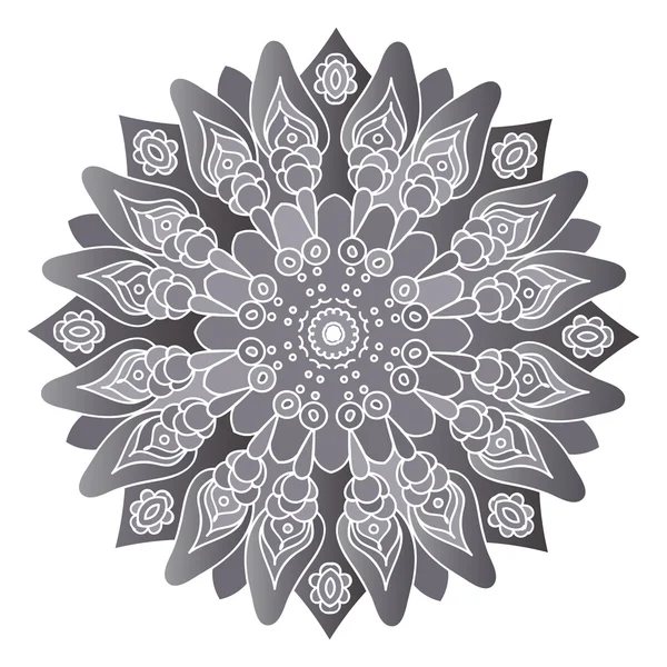 Gray mandala on the white background. Isolated round element. Monochrome vector illustration. — Stock vektor