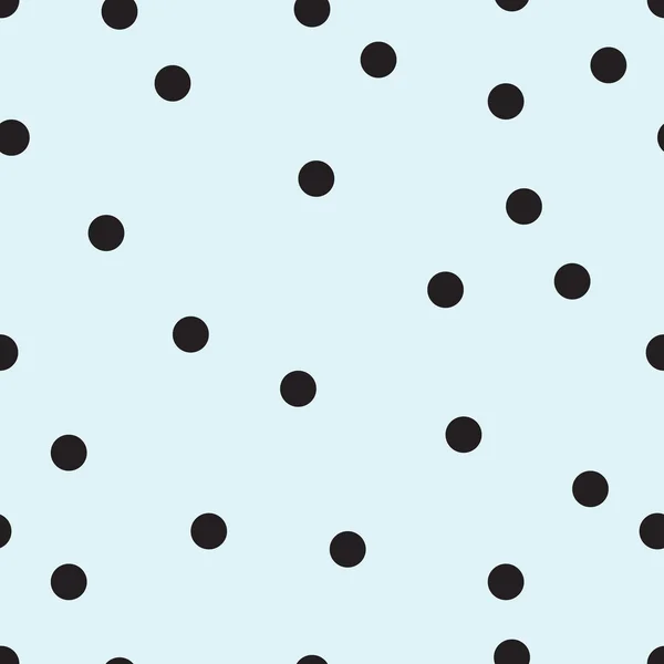 Motif vectoriel sans couture avec de petits pois noirs sur le fond bleu doux . — Image vectorielle