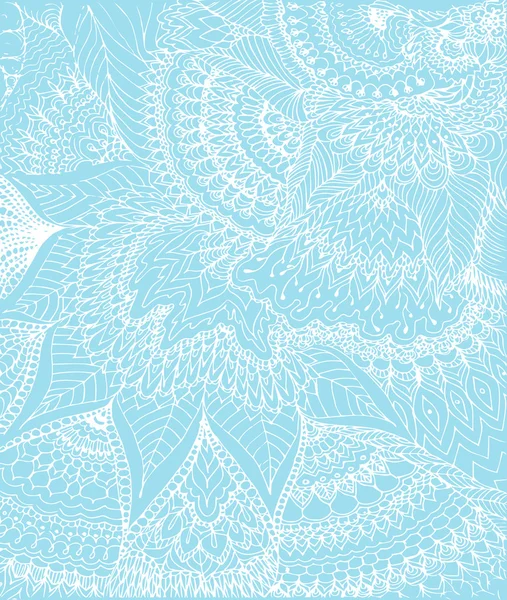 Векторная иллюстрация рисунка каракулей на светло-голубом фоне. Абстрагируйтесь от белых линий, изгибов и листьев. Винтажный фон. Ручная текстура . — стоковый вектор