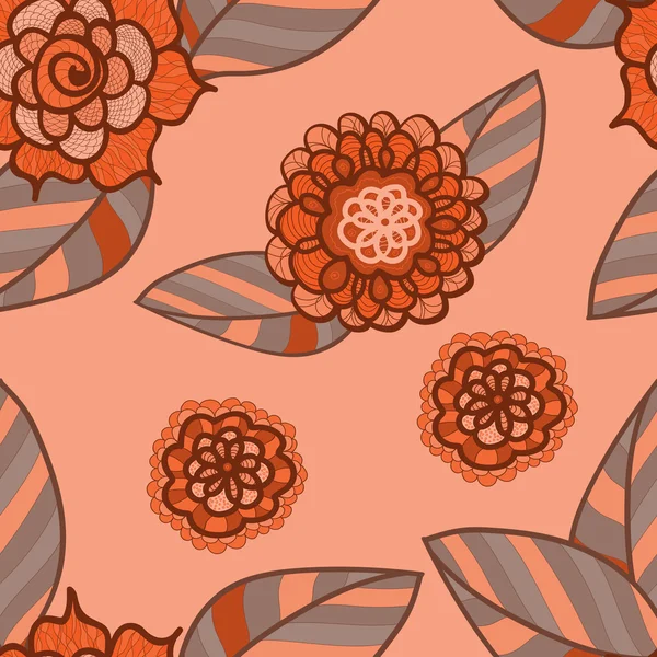 Vector roz model fără sudură cu flori doodle. Fundal floral roșu pal . — Vector de stoc