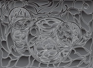 Vector illustration of doodle rounds. Hand-drawn pattern. Stylized texture with loops. Line drawing on the gray gradient background.