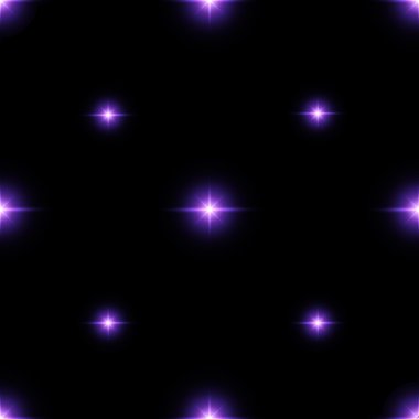 Seamless pattern of luminous stars. Illusion of light flashes. Purple flames on a black background. Abstract background. Vector illustration. clipart