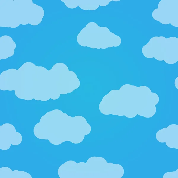 Vector seamless pattern. Blue sky with clouds. Light background. — Stock Vector