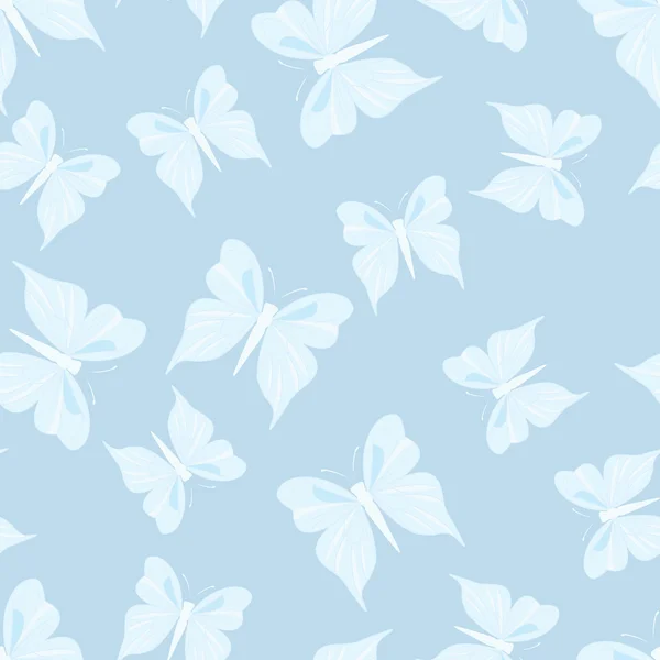 Patrón sin costuras con mariposas. Fondo de verano. Textura vintage. Fondo azul. Ilustración vectorial . — Vector de stock