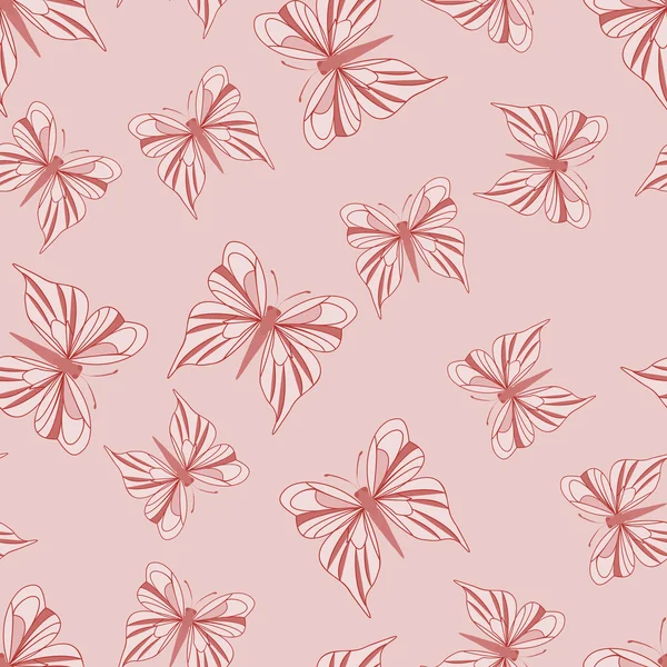 Modèle sans couture avec des papillons. Fond estival. Texture vintage. Fond rose tendre. Illustration vectorielle . — Image vectorielle