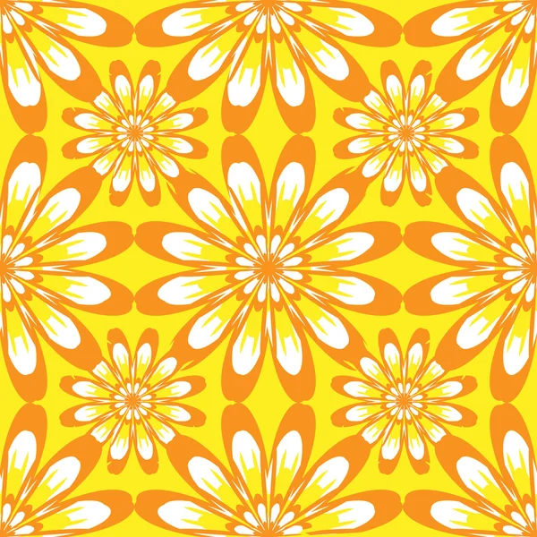 Seamless pattern with flowers. Yellow vintage texture. Monochrome backdrop. Summer background with daisies. Vector Illustration.