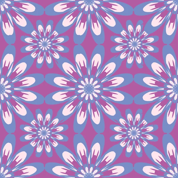 花とのシームレスなパターン。ヴィンテージテクスチャ。モノクロの背景。ヒナギクとピンクと紫の背景。ベクトルイラストレーション. — ストックベクタ