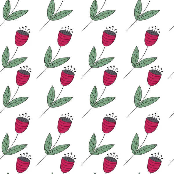 Mignon motif de clochettes sans couture. Fond vintage. Fleurs plates rouges isolées sur blanc. Texture florale. En toile de fond d'été. Illustration vectorielle . — Image vectorielle