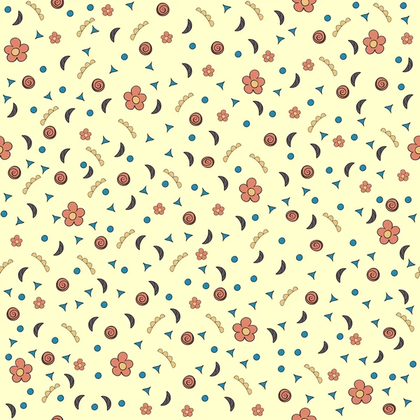 Cute tiny flowers and elements. Seamless pattern. Vintage yellow background. Floral texture. Summer backdrop. Vector illustration. — Διανυσματικό Αρχείο