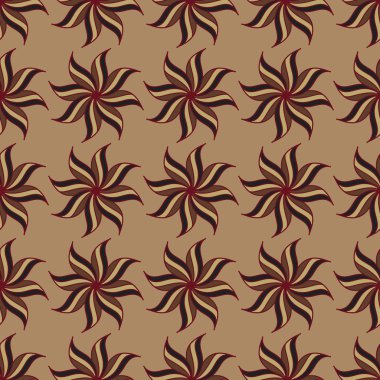 Stilize anasonu seamless modeli. Kahverengi zemin. Soyut doku. Vektör çizim.